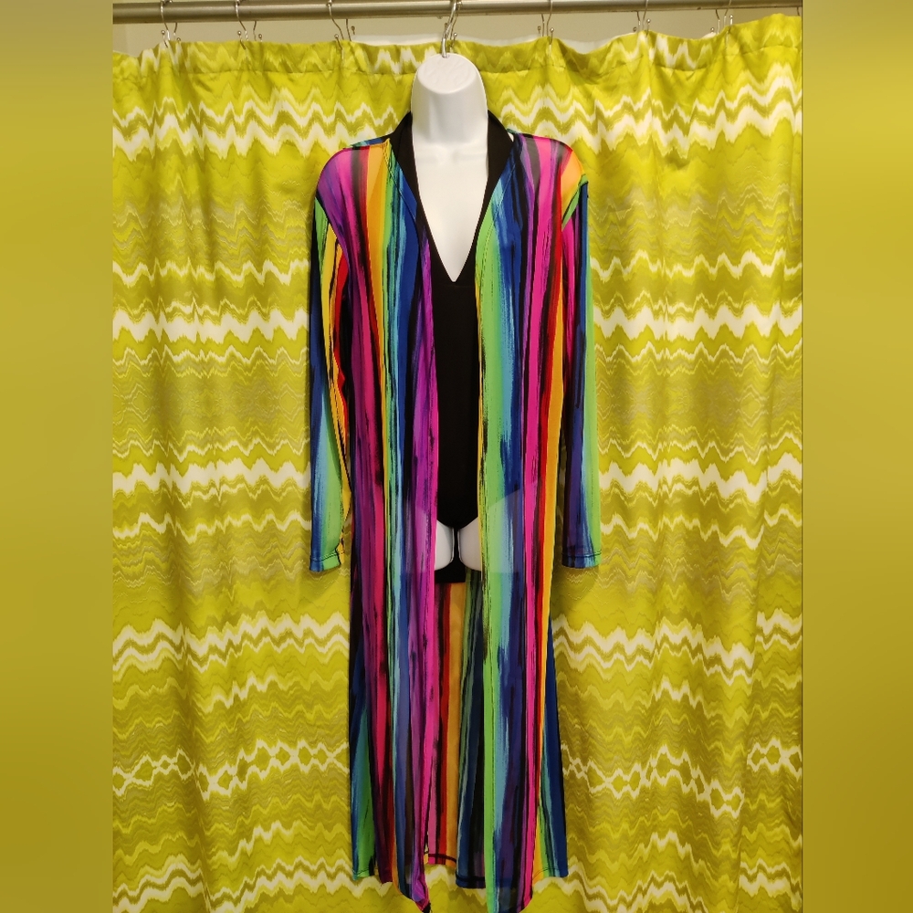 Rainbow Mesh Duster With Slide Slits